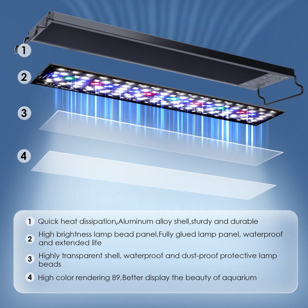 AQQA aquarium light waterproof durability suitable for freshwater tanks.