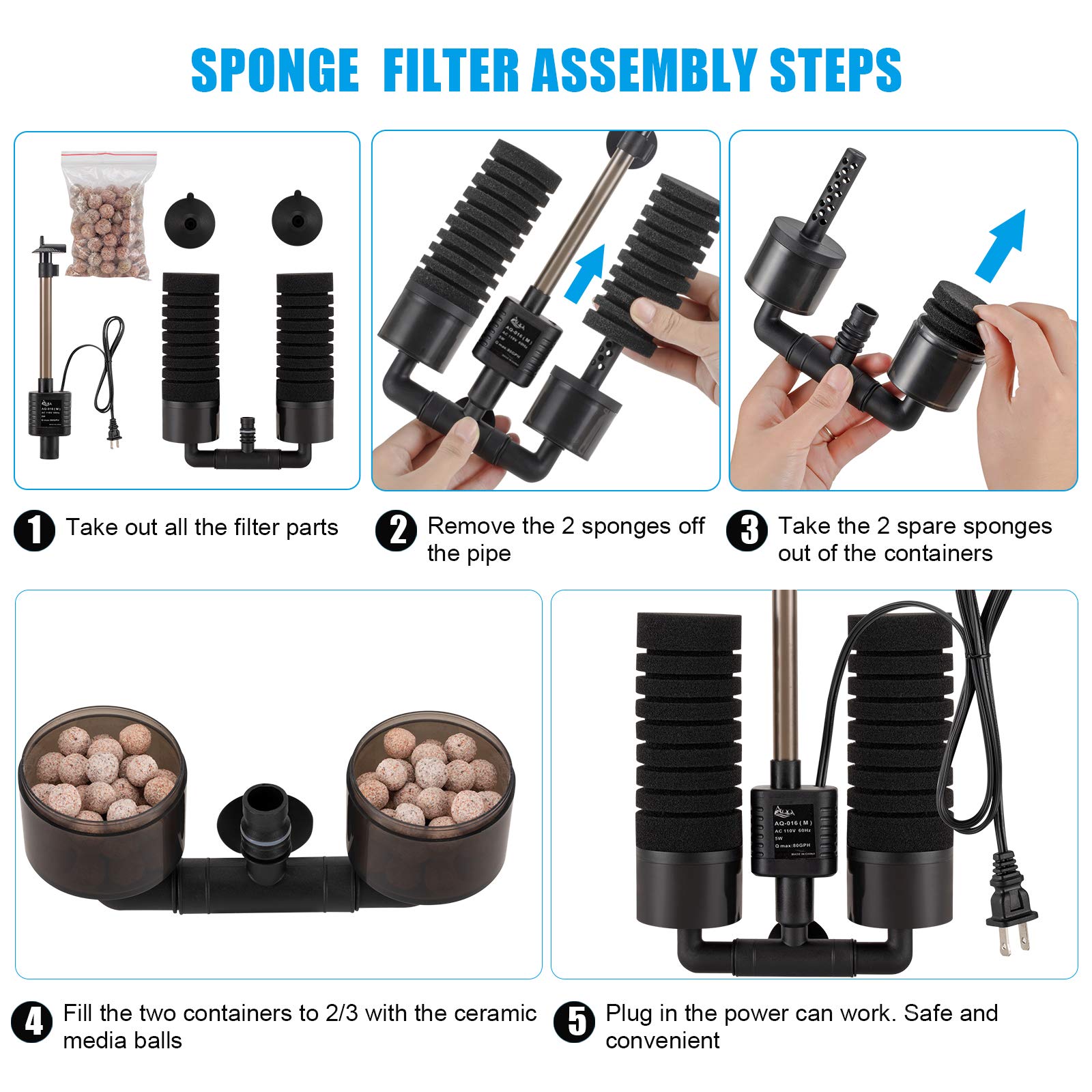 AQQA aquarium sponge water filter ceramic balls demonstrate enhanced bio filtration.