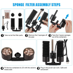 AQQA aquarium sponge water filter ceramic balls demonstrate enhanced bio filtration.