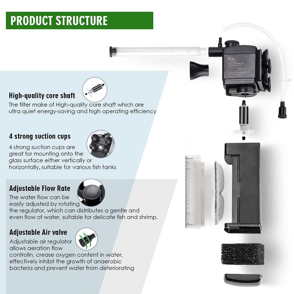 AQQA three-in-one multi-function filter shows versatile filtration and oxygenation.