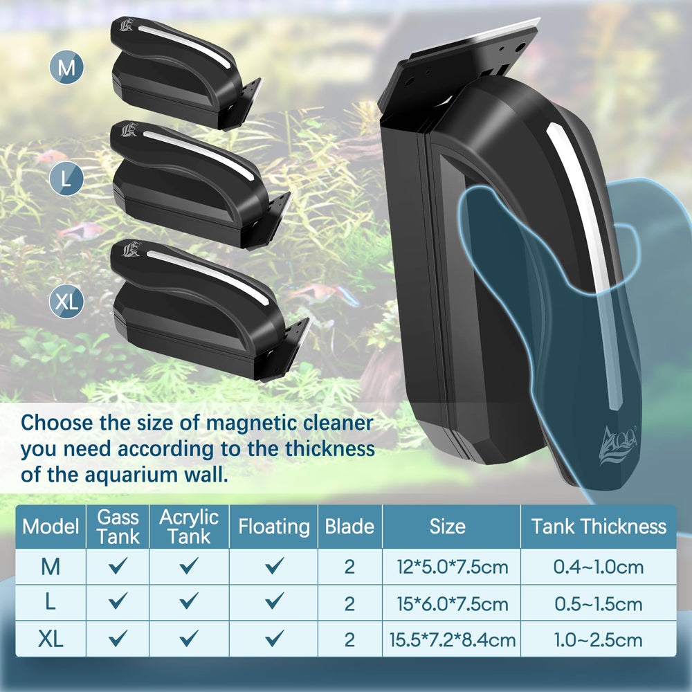 AQQA two-scraper set provides versatile cleaning options for glass and acrylic tanks.