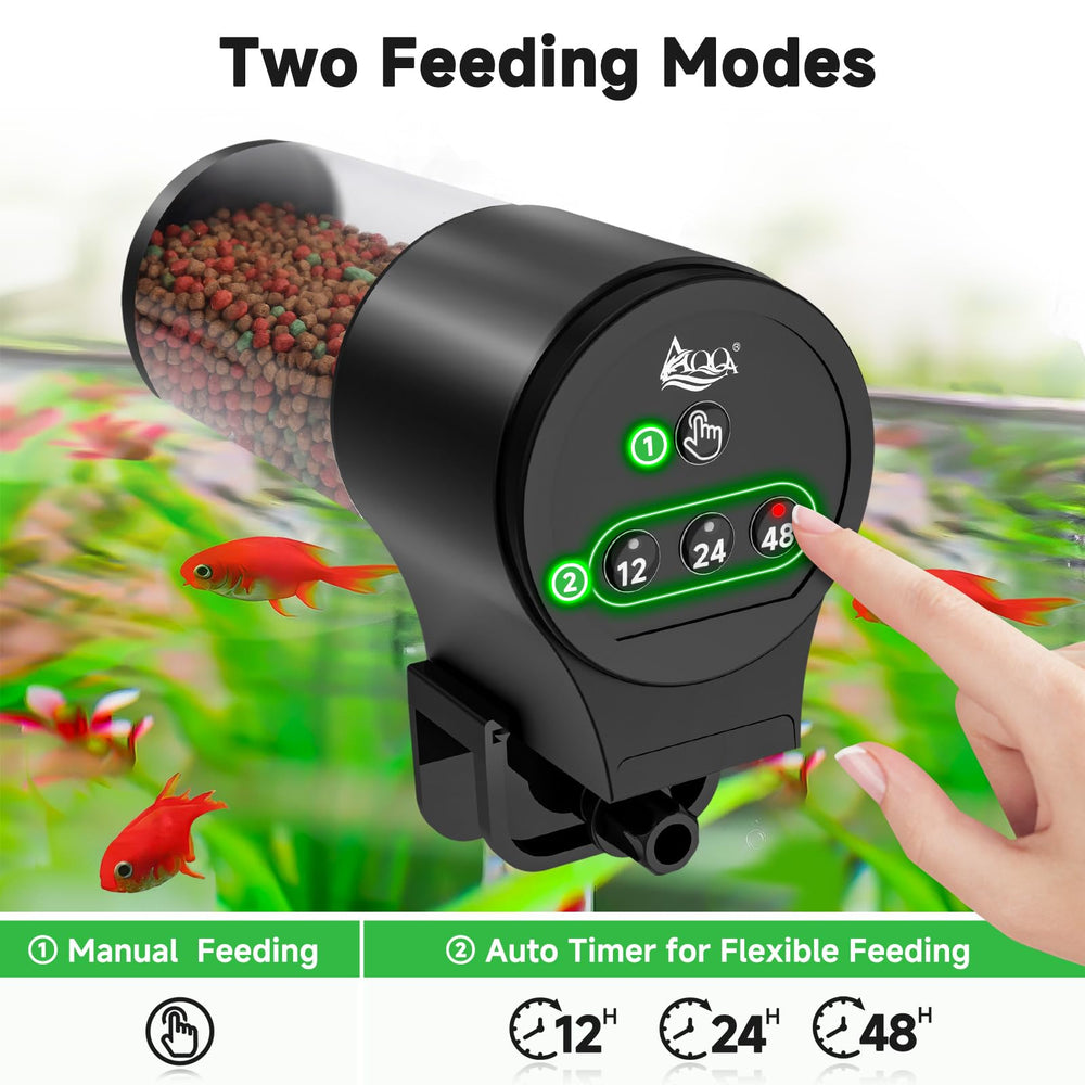 AQQA battery-powered operation for remote, outlet-free aquariums
