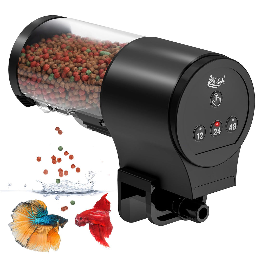 AQQA automatic fish feeder clip-on setup enables hands-free feeding