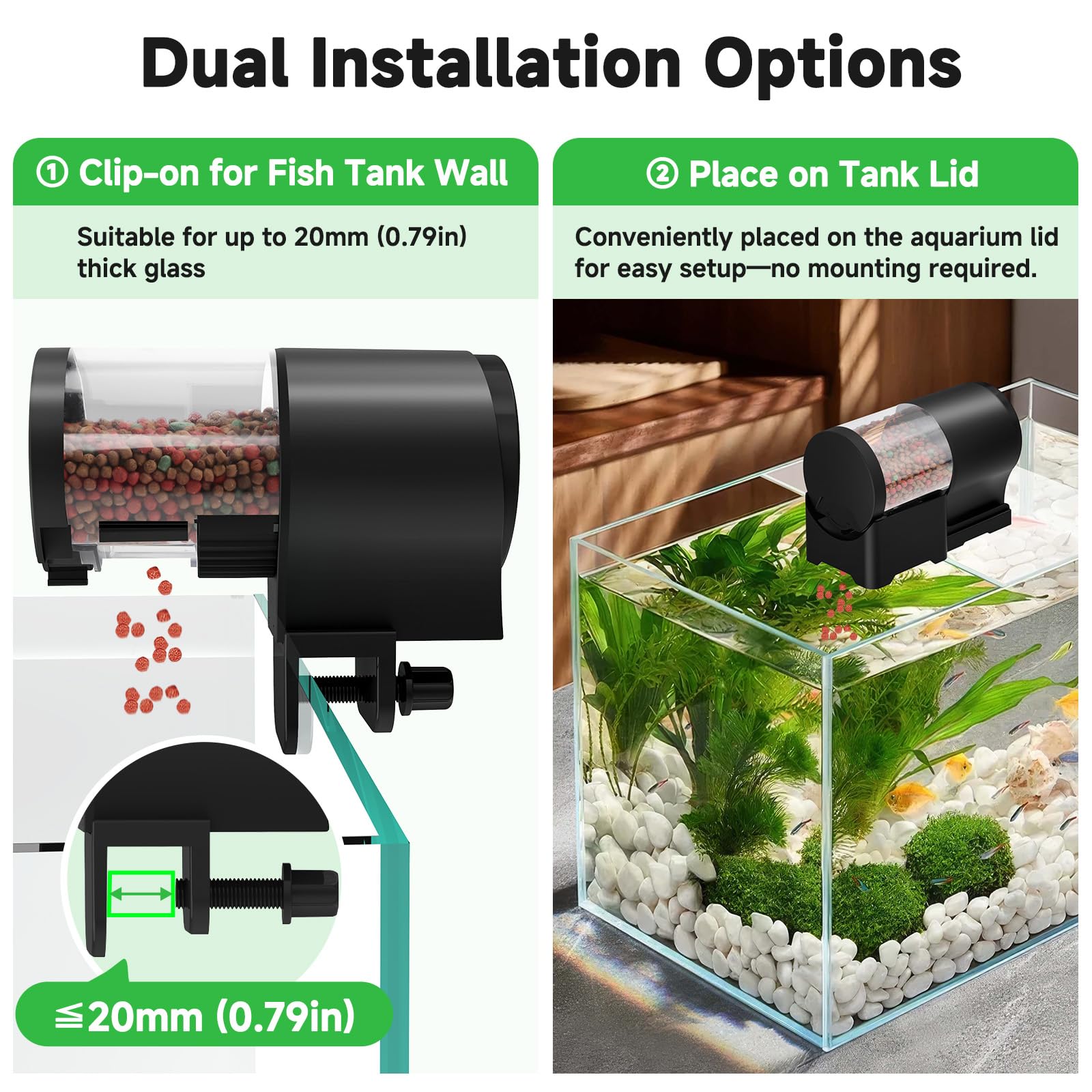 AQQA feeder offers manual and auto feeding modes