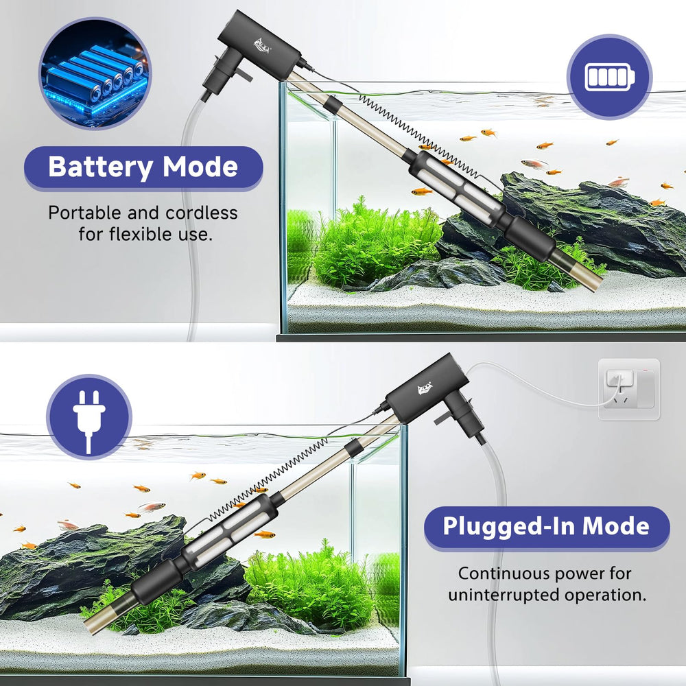AQQA electric aquarium vacuum four-suction-level control matches tank size and cleaning needs.