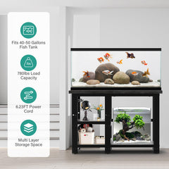 AQQA stand with 5-in-1 outlets powers devices neatly.