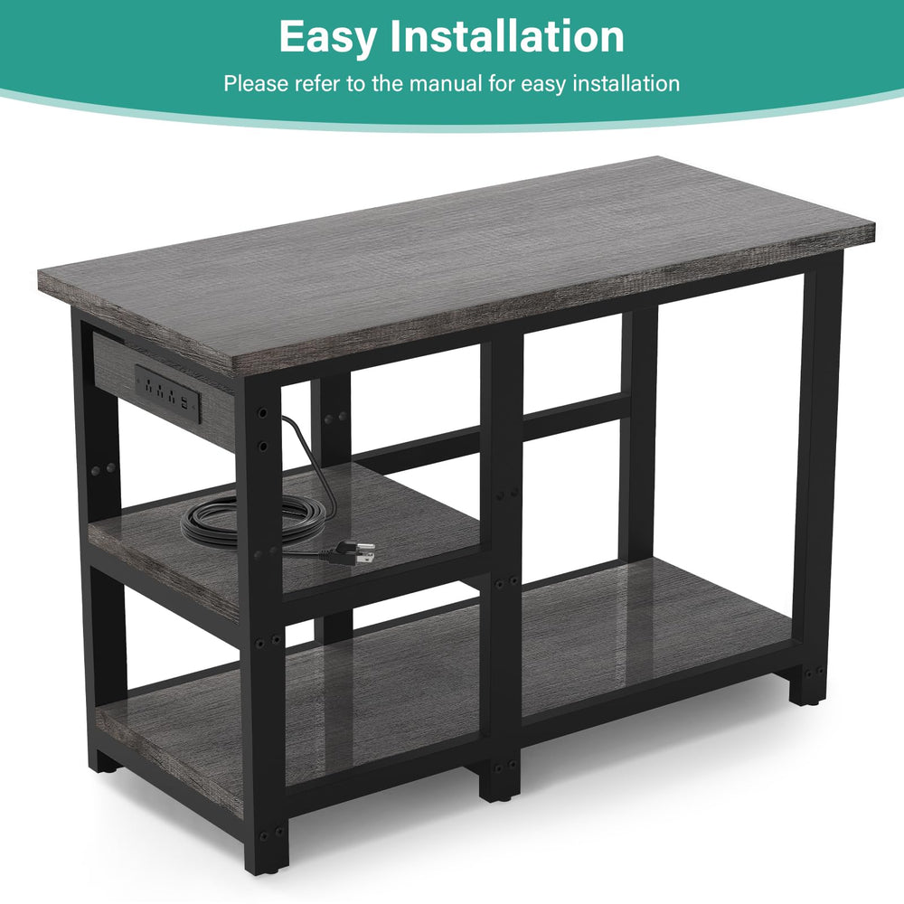 AQQA stand features flexible cord layout for tidy setup.