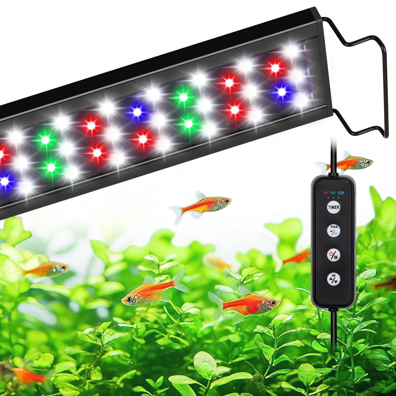 AQQA full spectrum light beads closeup showing vibrant spectrum for plant growth.