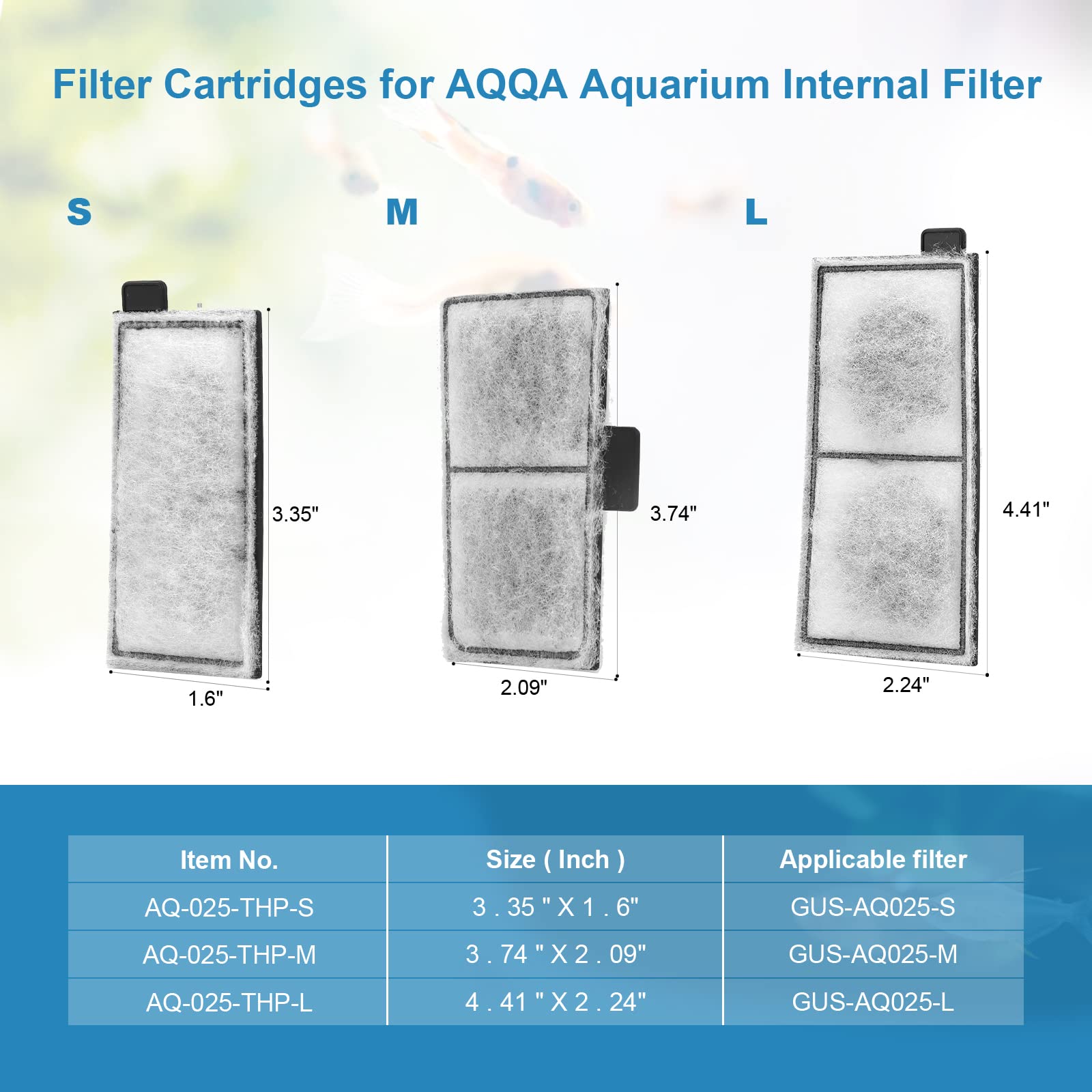 AQQA internal filter gph range compatibility shows versatility.