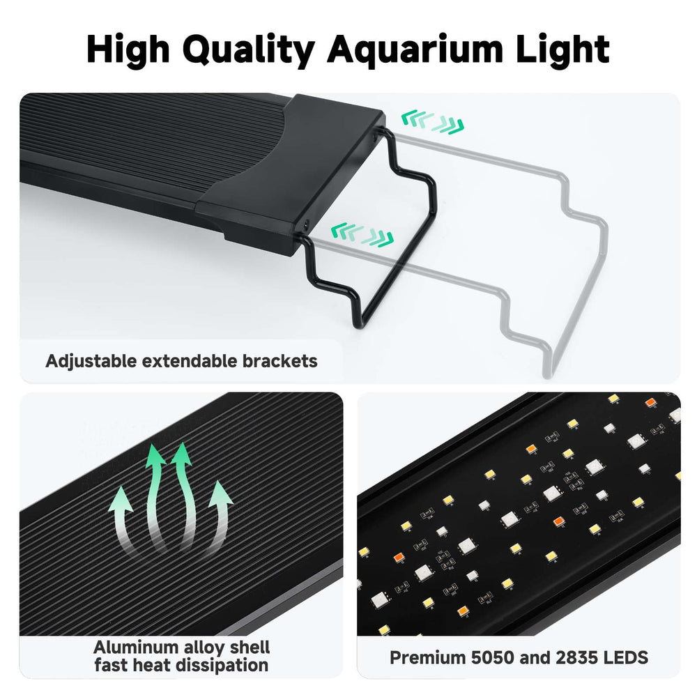 AQQA LED aquarium light aluminum shell ensures durable heat dissipation