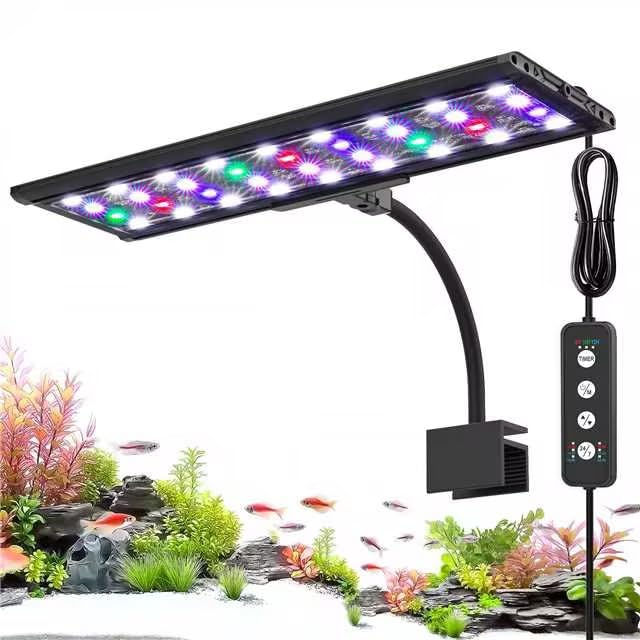 AQQA LED Aquarium Light clip-on design for quick, secure setup.