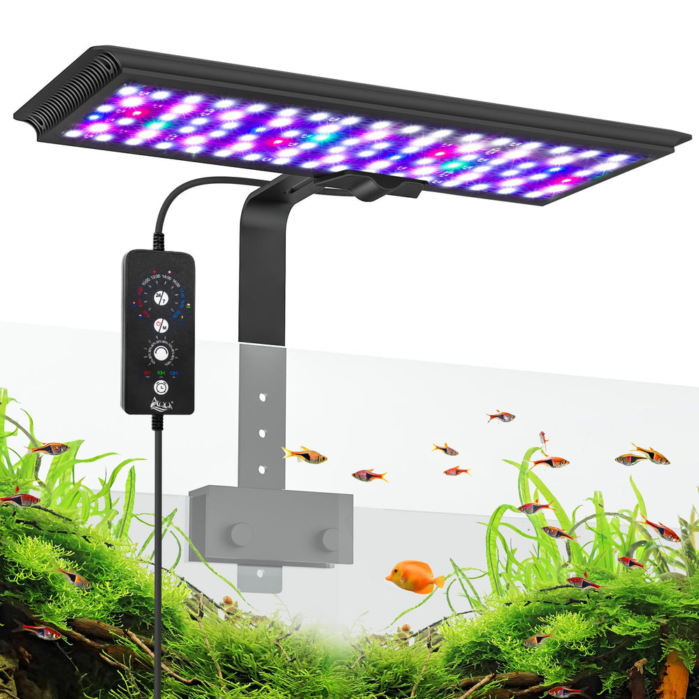 AQQA LED Aquarium Light front view provides bright, even illumination for vivid fish colors.