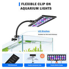 AQQA LED Aquarium Light delivers full spectrum for plant growth.