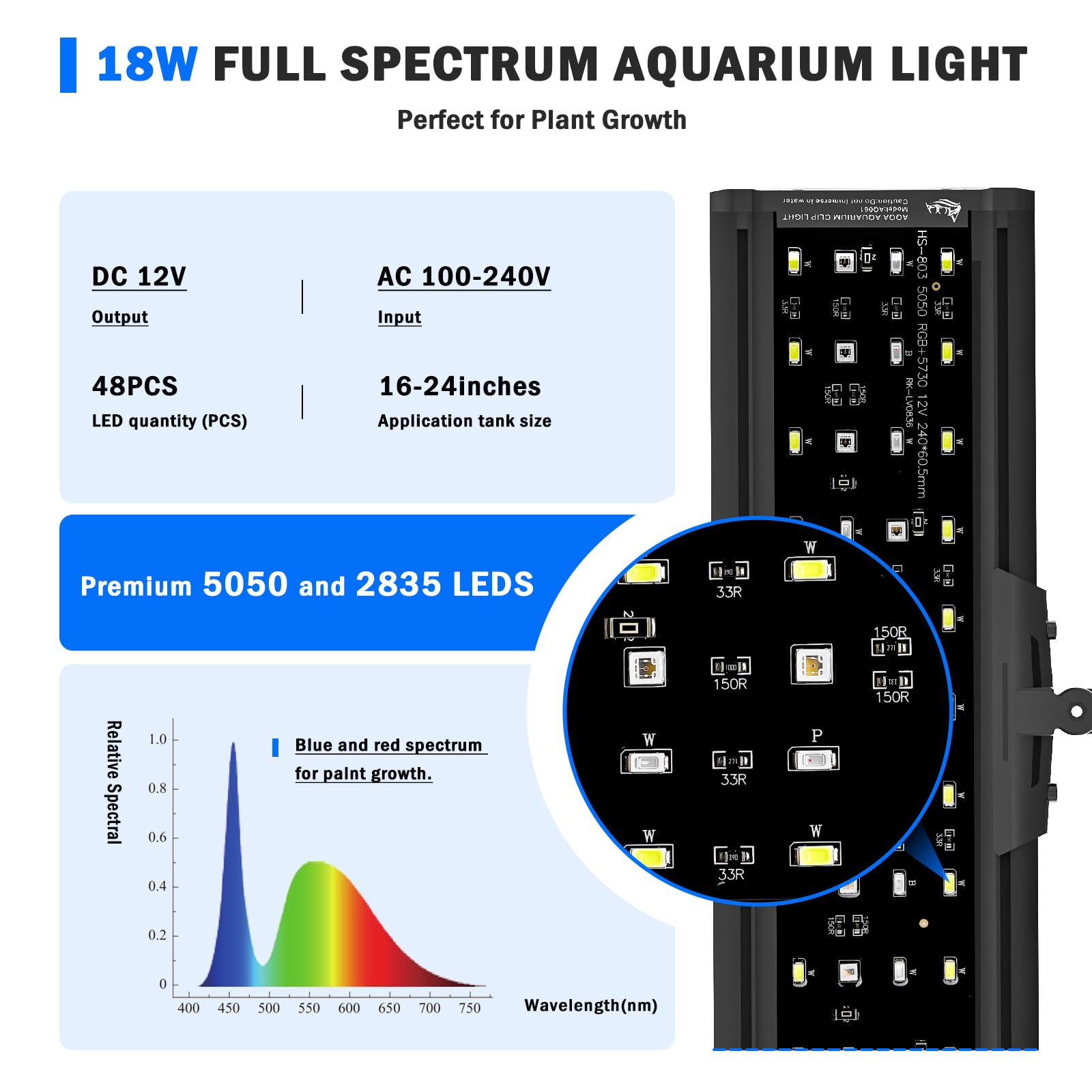 AQQA LED Aquarium Light memory function preserves settings after power interruptions.