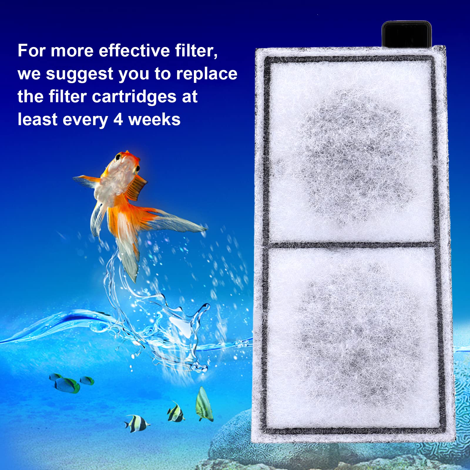 AQQA cartridge absorbs odors and discoloration for clearer water.