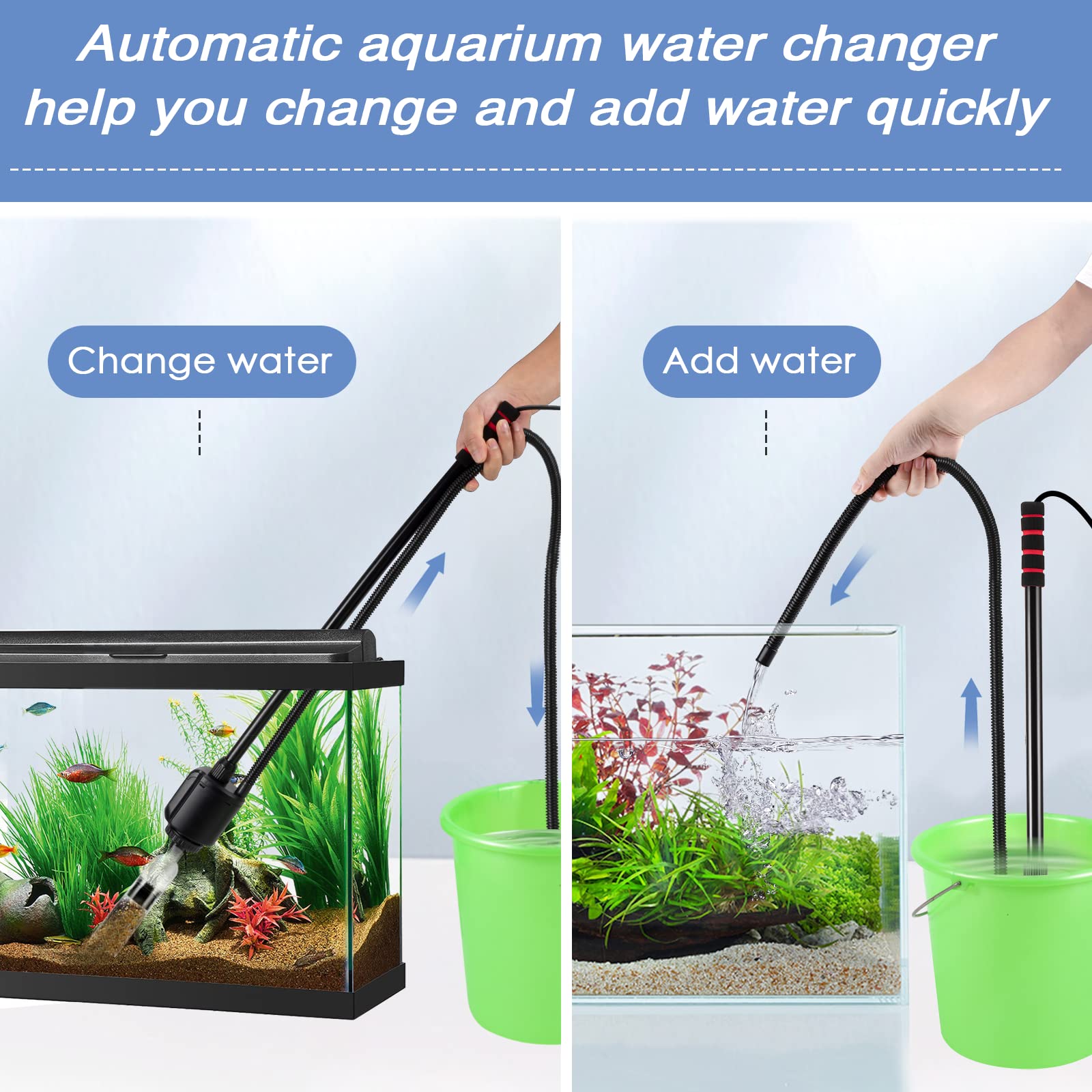 AQQA Adjustable handle works with 23–40 inch tanks for comfortable reach.