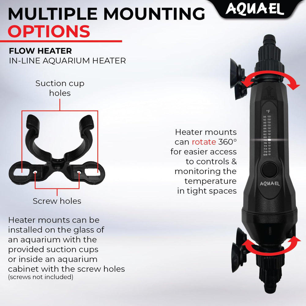 Aquael Inline Flow Heater durable plastic housing withstands bumps and aggressive tanks.