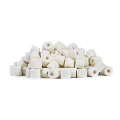 Aquafa filter media ceramic rings in mesh bag for freshwater and saltwater setups.