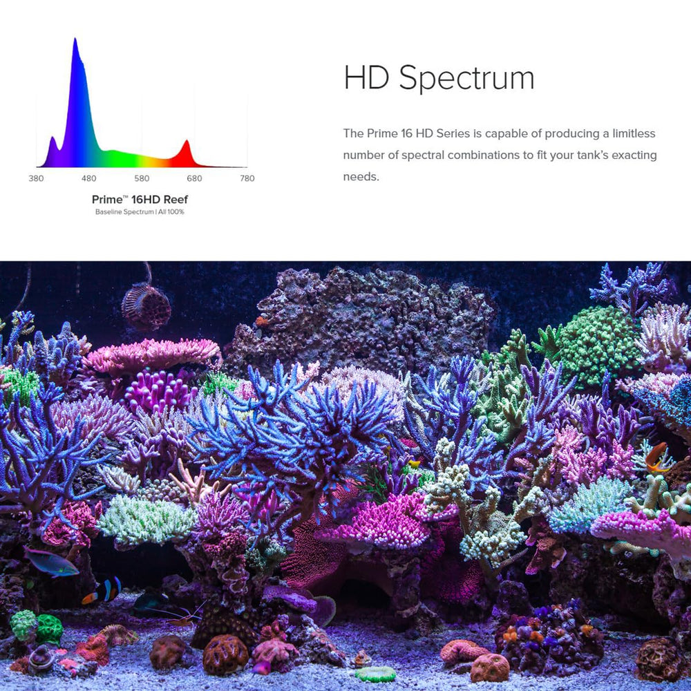 AquaIllumination Prime 16 HD spectrum-control lets you tailor colors for vibrant reef color.