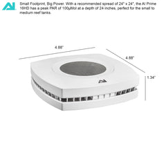 AquaIllumination Prime 16 HD spread-coverage demonstrates broad, even reef lighting.