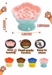 Aquainno ceramic raised slow feeder cat bowl pink elevated tilt promotes comfortable feeding posture
