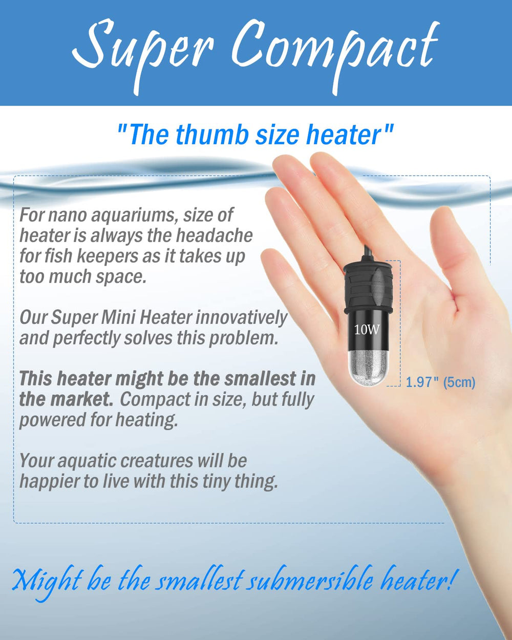 AquaMiracle 10W USB heater with digital display provides precise control.