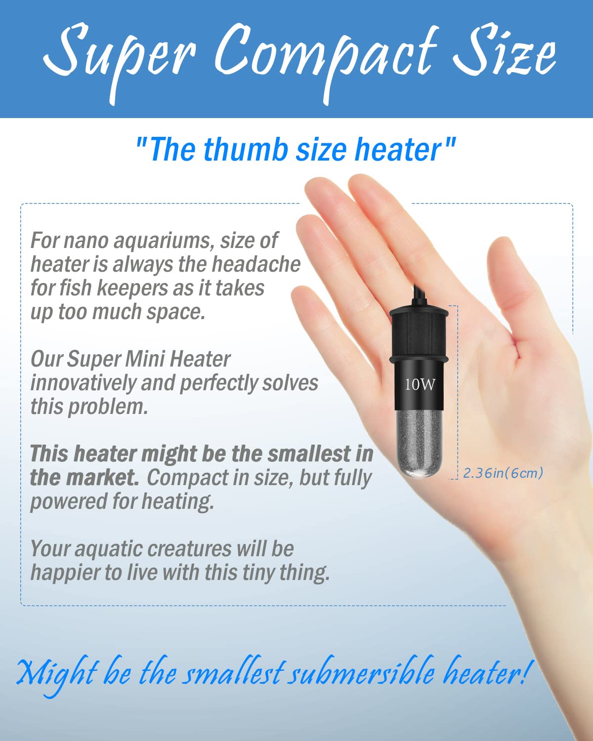 AquaMiracle 20W heater digital display guides precise temp control
