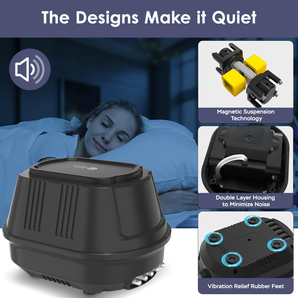 AquaMiracle adjustable-flow air pump demonstrates customizable air output for varying tank needs.
