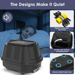 AquaMiracle adjustable-flow air pump demonstrates customizable air output for varying tank needs.
