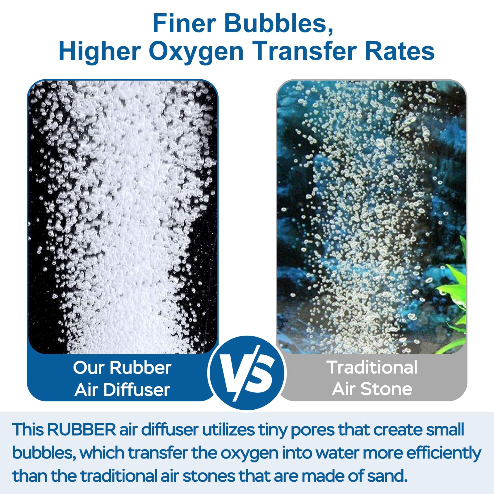 AquaMiracle air stone bottom-weighted design keeps diffuser steady at the tank bottom