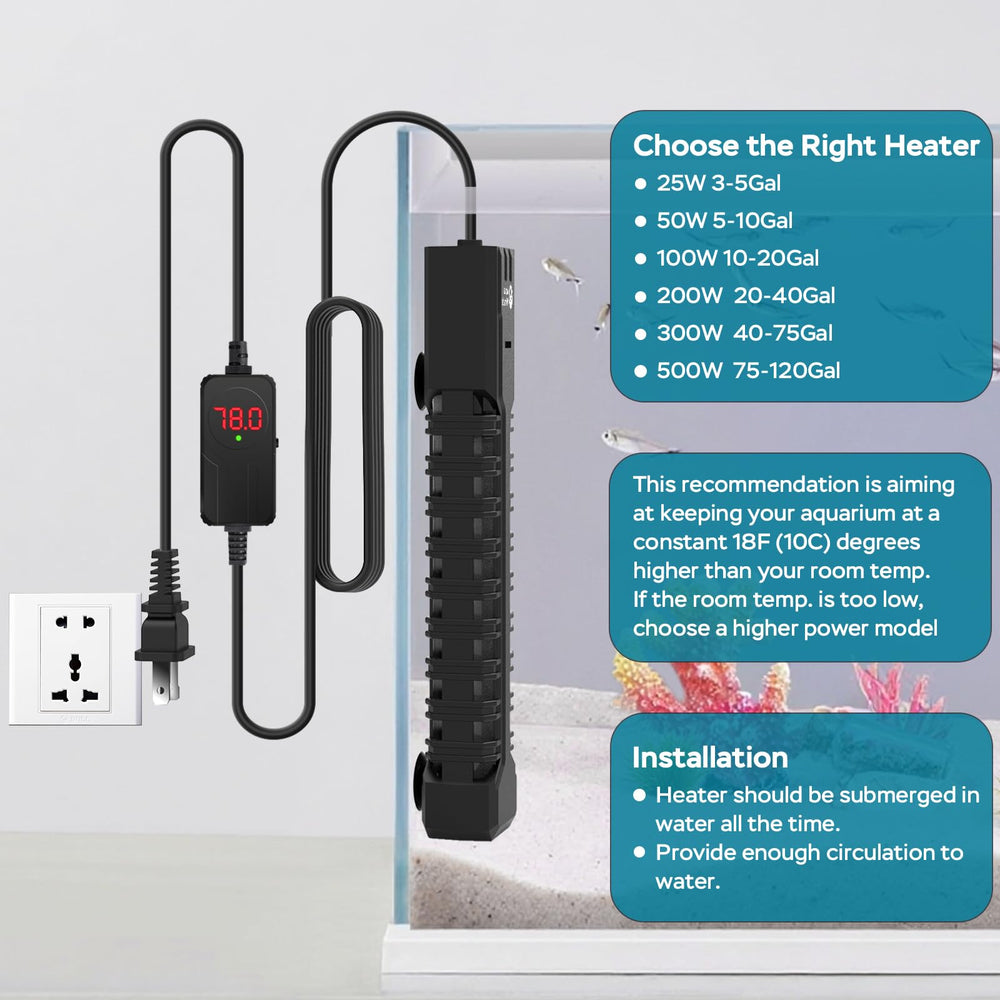 A AquaMiracle versatile heater compatible with tanks, fountains, and seedling trays.