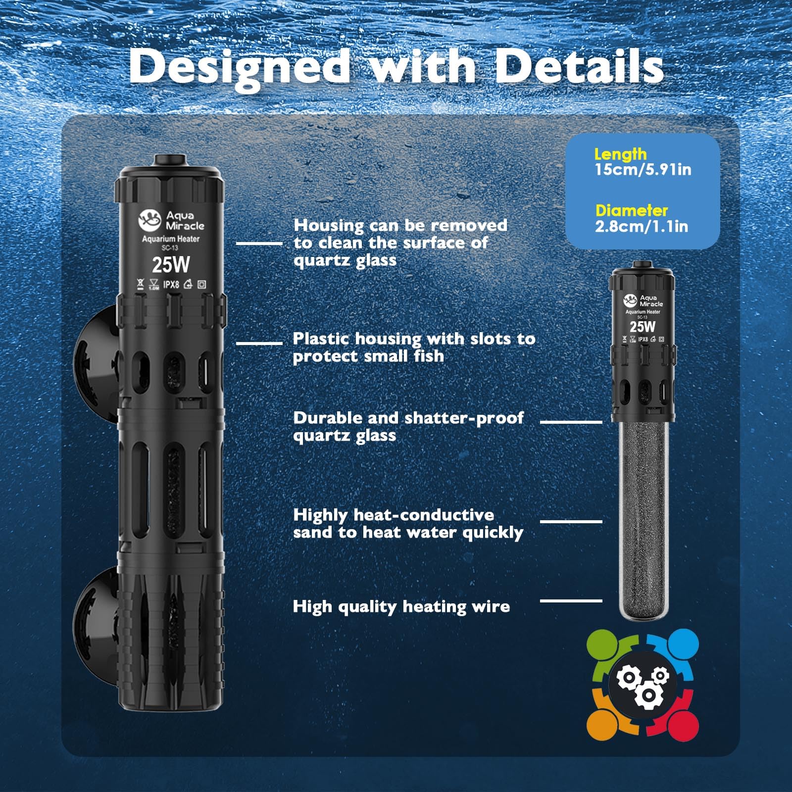 AquaMiracle heater digital thermostat enables precise temperature control for healthy aquatic life.
