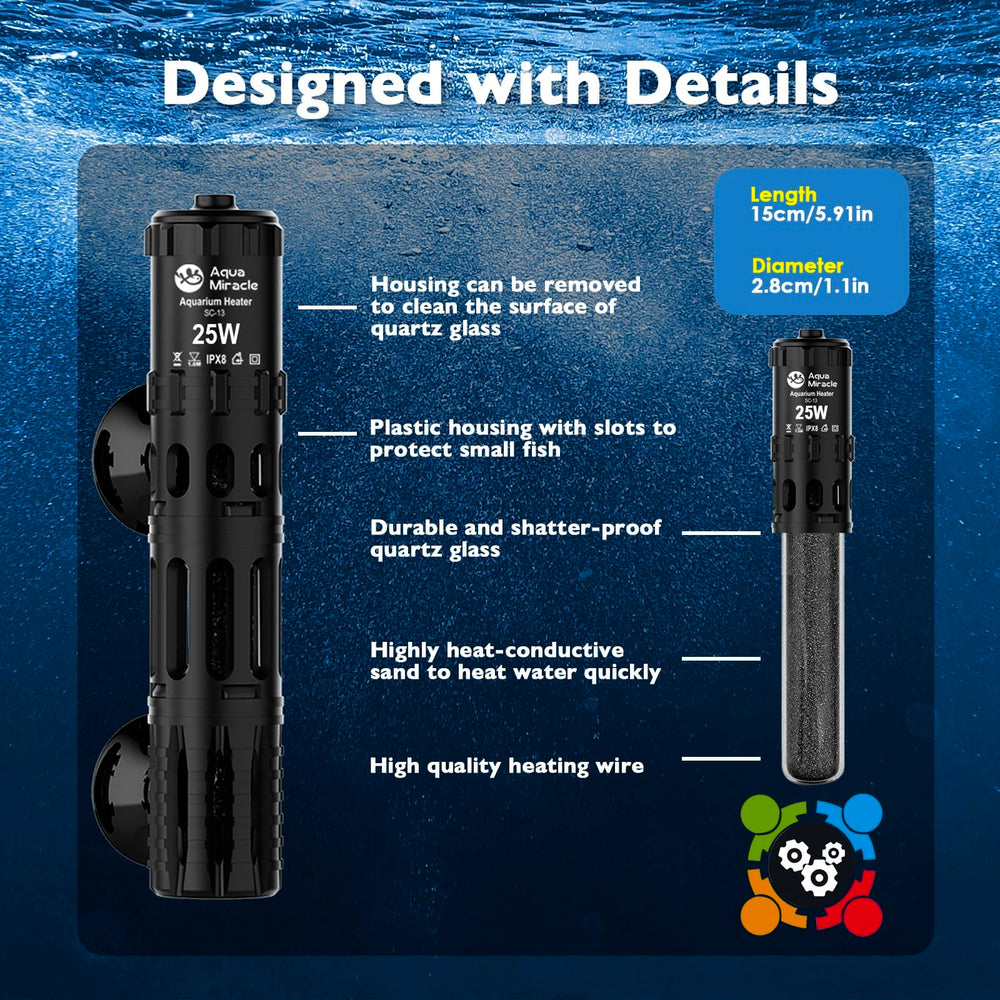 AquaMiracle heater digital thermostat enables precise temperature control for healthy aquatic life.