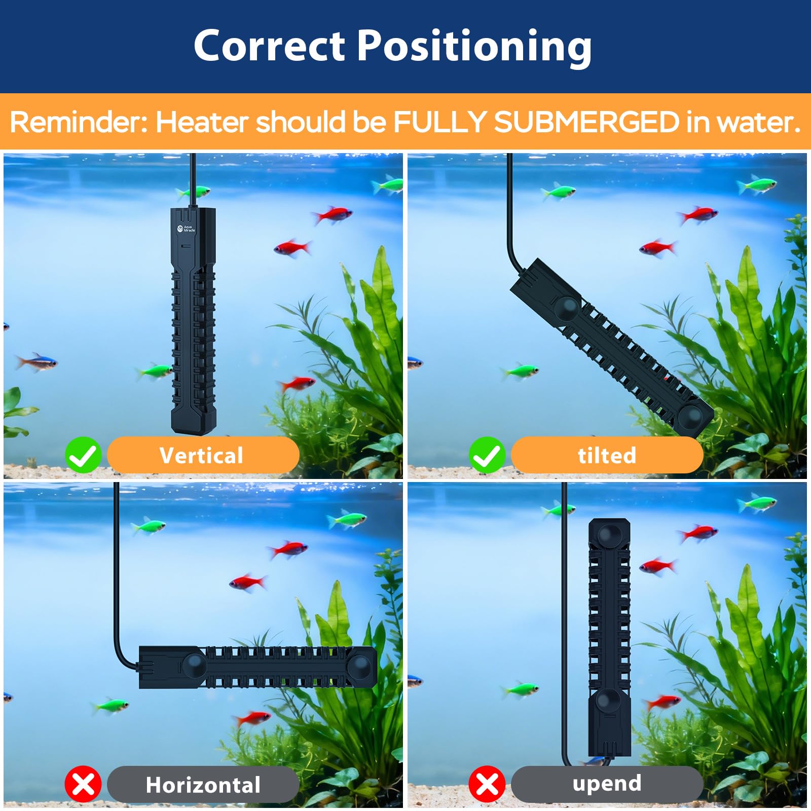 AquaMiracle heater works in both freshwater and marine tanks.