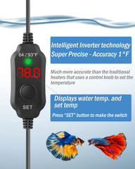 AquaMiracle overheat protection stops at 97F to keep fish safe.