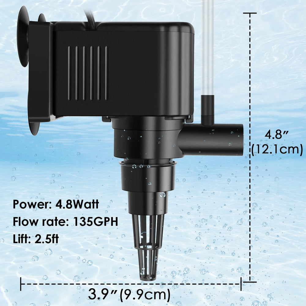 AquaMiracle powerhead energy-efficient design consumes 4.8W for reliable circulation.