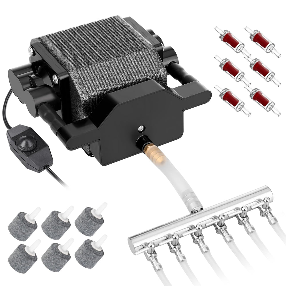 Aquamiracle quiet air pump front view for low-noise aquarium aeration