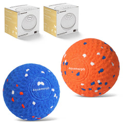 Aquamorph interactive dog ball blue grid design for engaging indoor fetch.