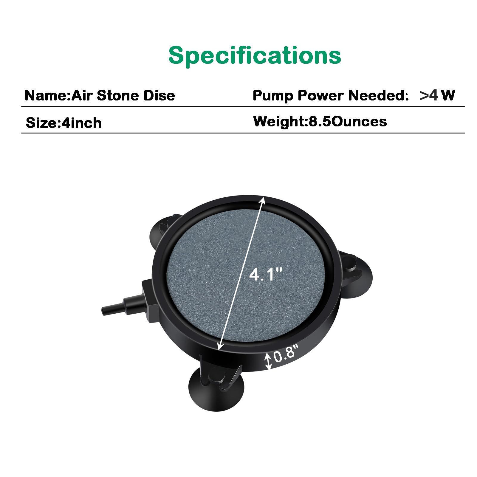 AQUANEAT aquarium air stone with three suction cups for stable bubbling.