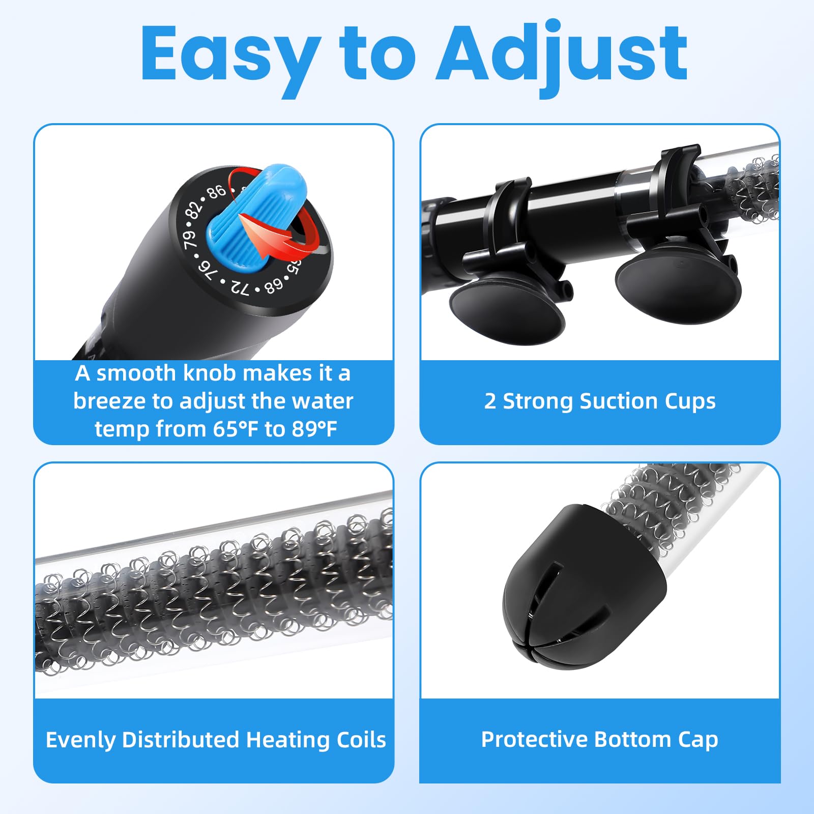 AQUANEAT heater with digital thermometer readout for easy temperature monitoring