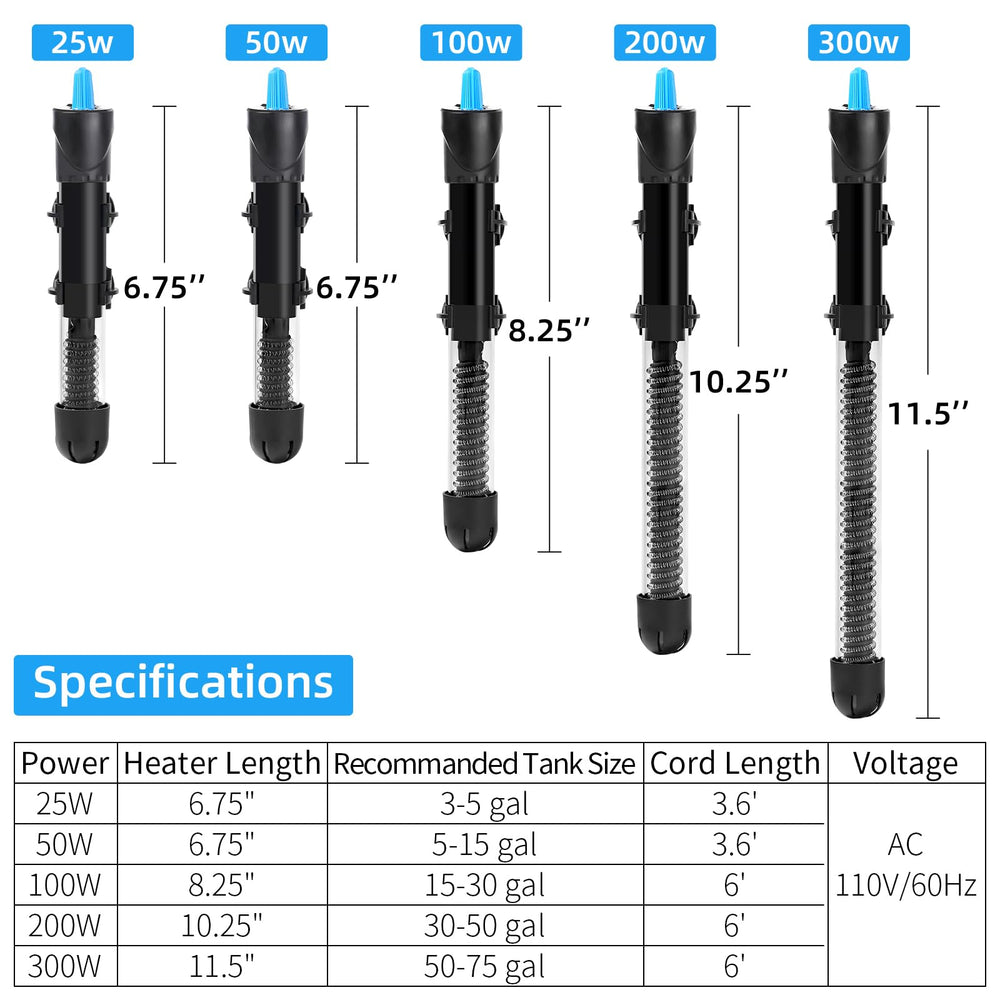 AQUANEAT heater fully submerged supports stable tropical temperatures