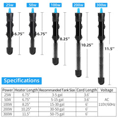 AQUANEAT heater fully submerged supports stable tropical temperatures