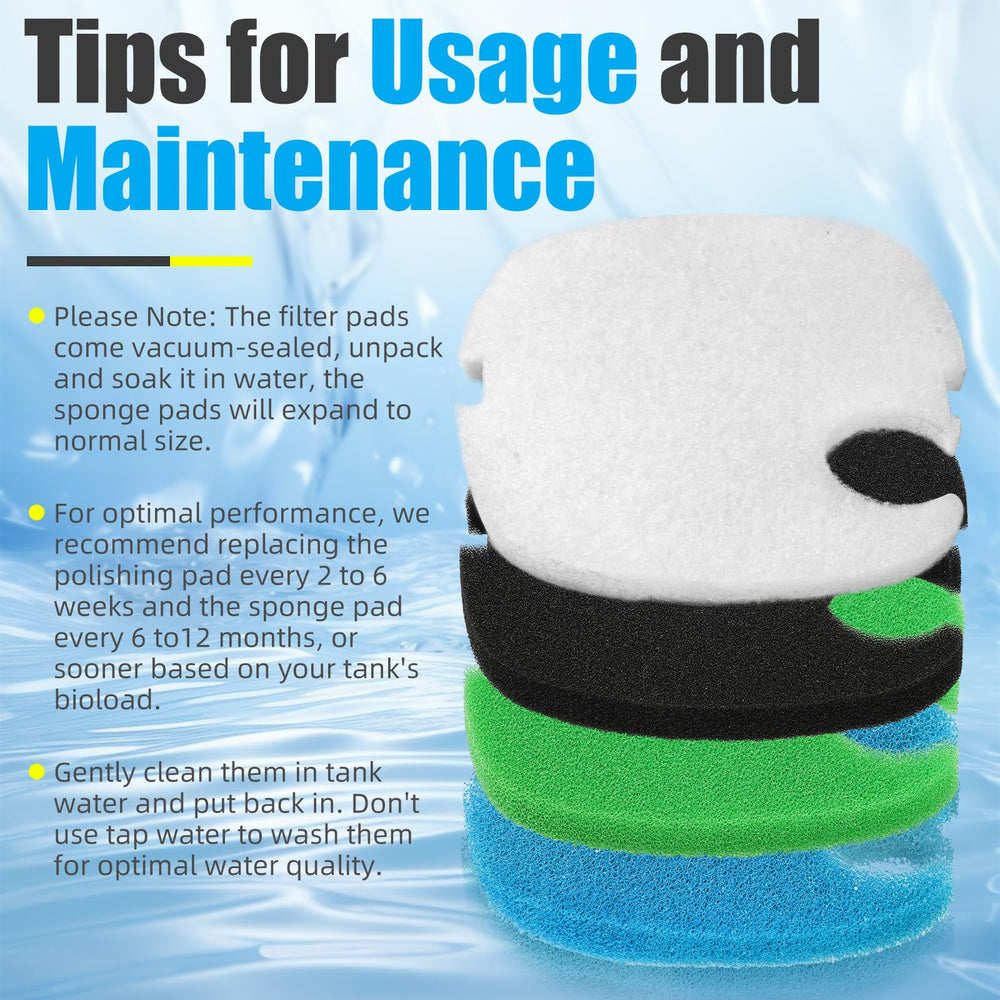 AQUANEAT reusable sponge pads after rinsing support longer filter life
