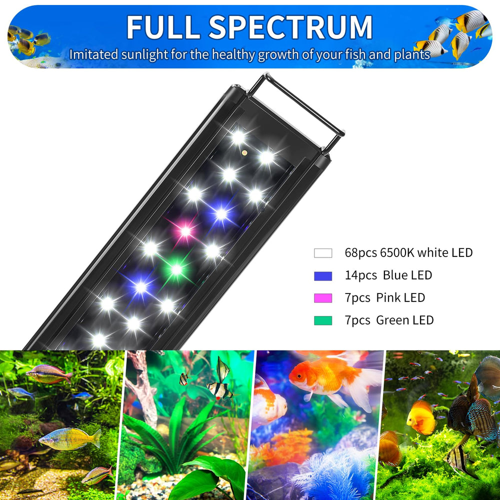 AQUANEAT LED Aquarium Light with extendable brackets for secure tank fit.