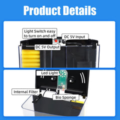 AQUANEAT LED hood lights tank, highlighting fish colors and decor.