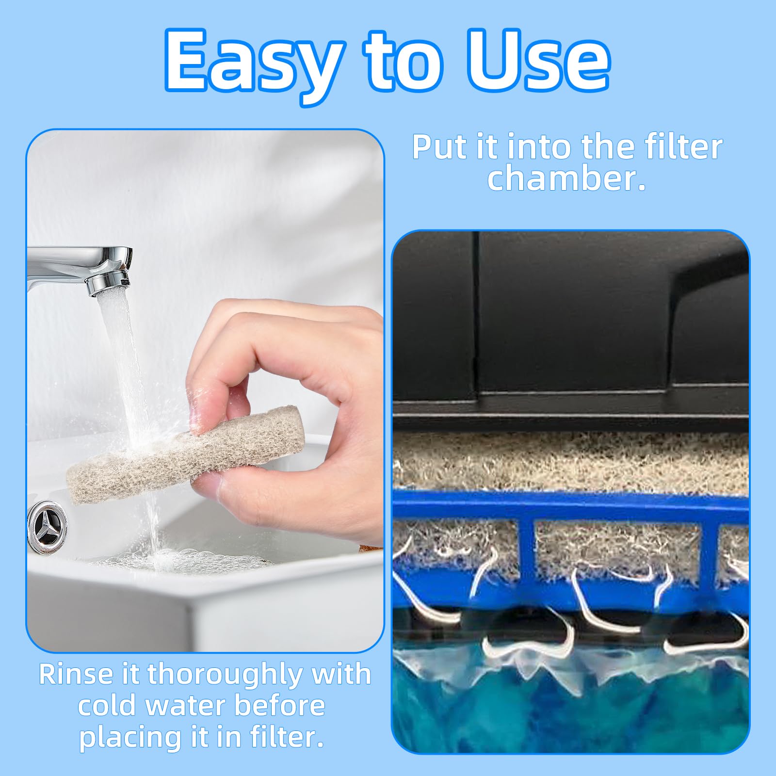 AQUANEAT premium fiber pads maximize surface area for efficient filtration