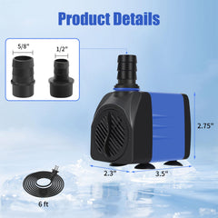 AQUANEAT pump with two outlets supports flexible tubing setups for ponds