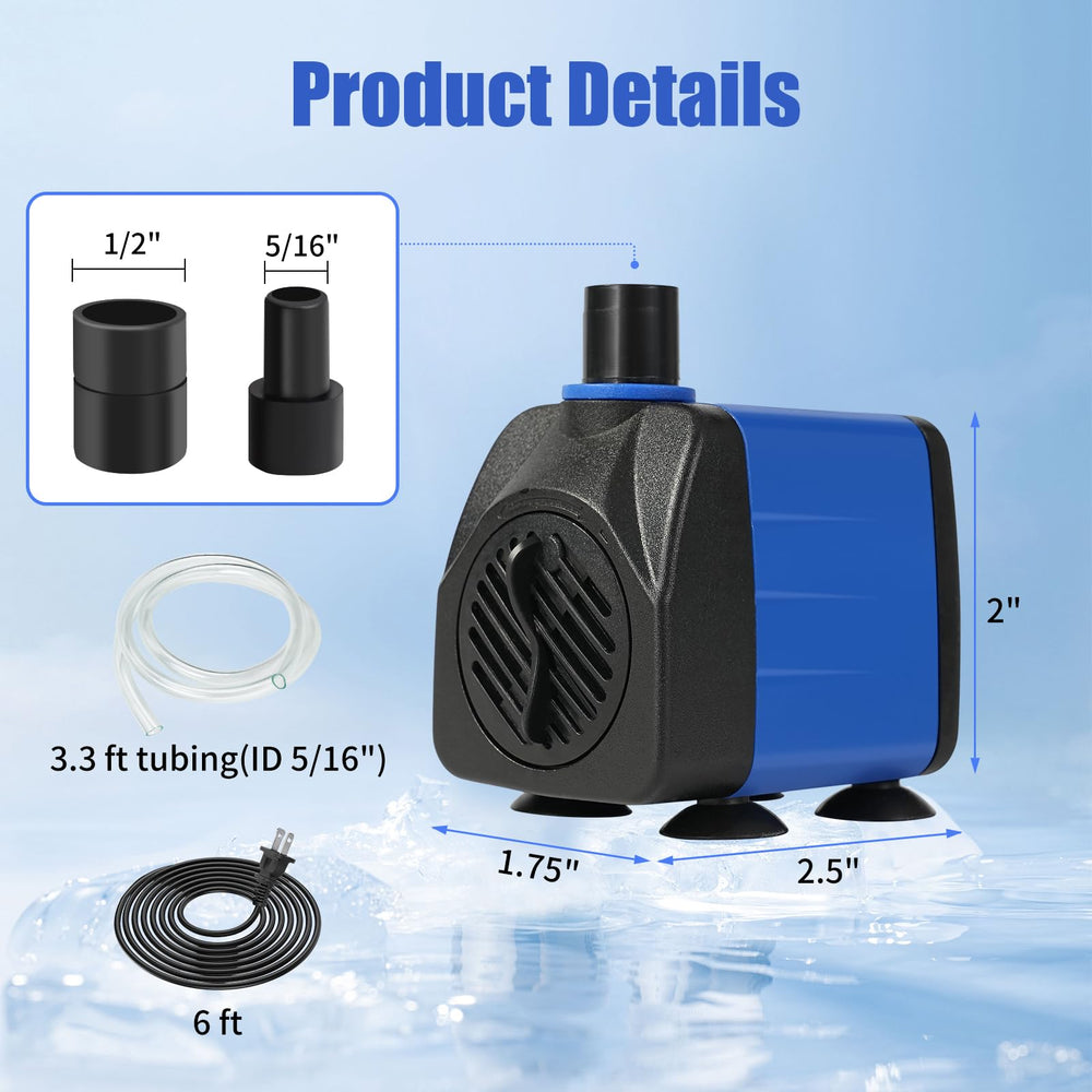 AQUANEAT submersible pump in aquarium setup illustrating reliable water circulation.