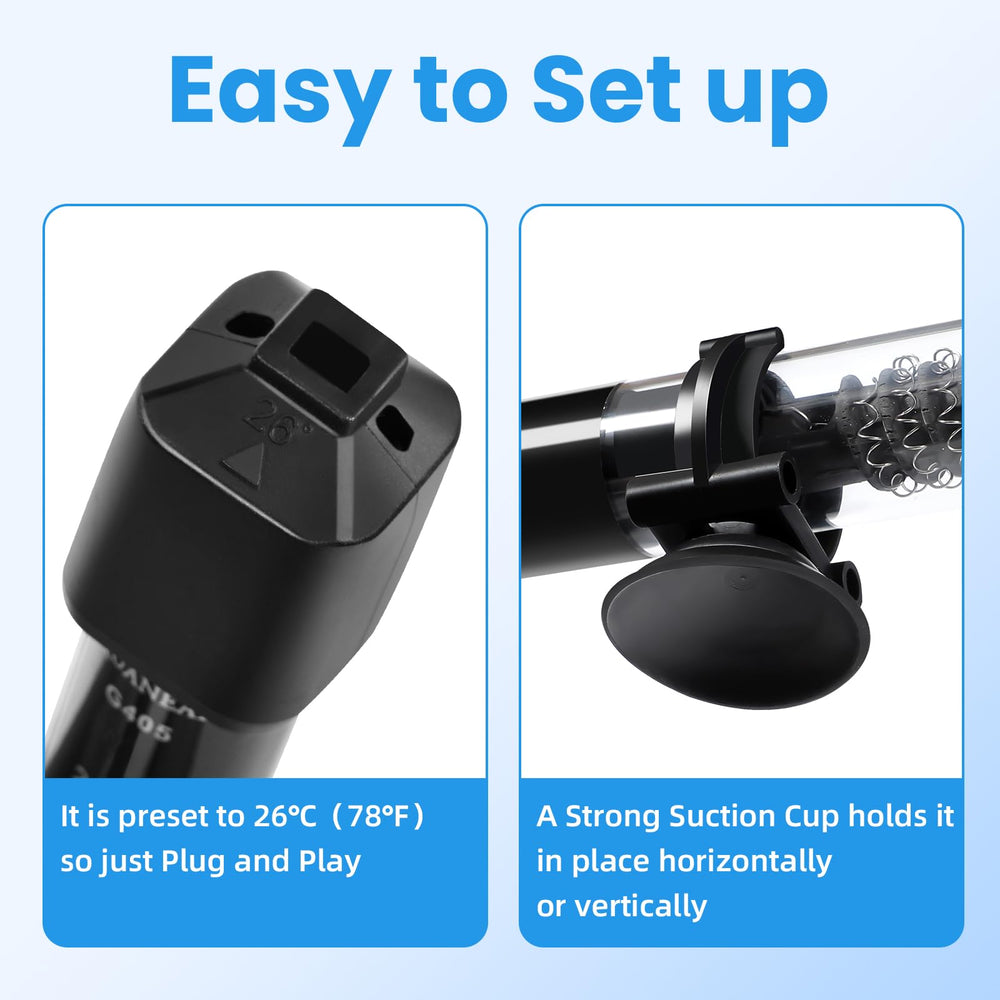 AQUANEAT suction cup included helps secure heater.