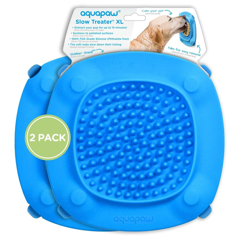 Aquapaw dog bath lick mat 2-pack XL blue with strong suction for distraction during baths